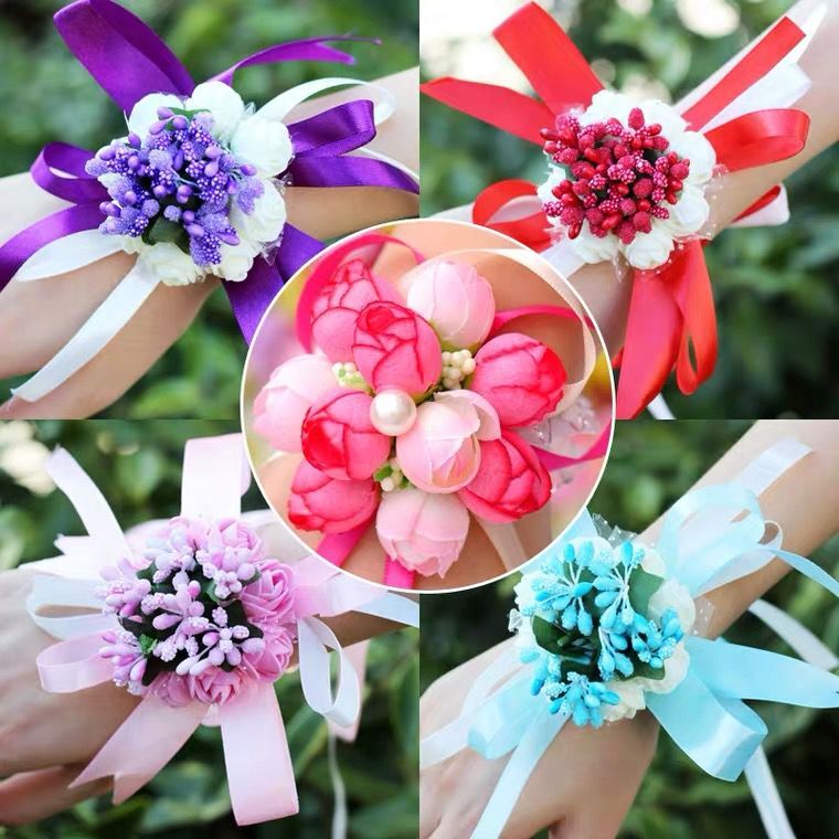Wedding supplies Bridal wrist flower Korean wedding simulation fabric corsage Bridesmaid sister hand flower