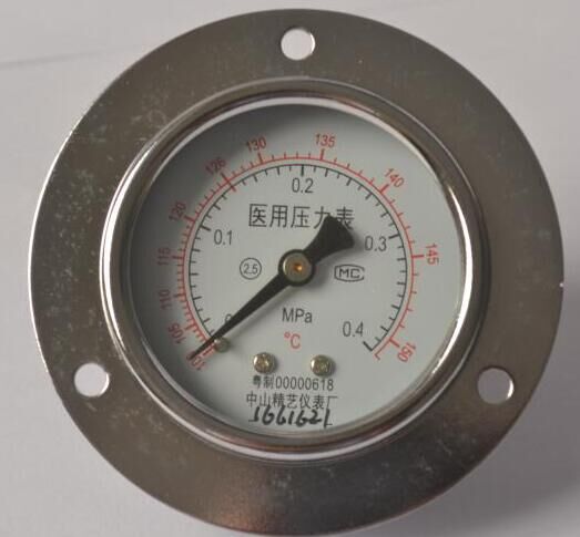 中山精艺仪表医用压力表0-0.4MPaY100压力蒸汽灭菌器配件