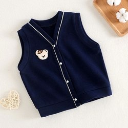 2023 New Loose Casual Boys' Knitted Girls' Vests Spring and Autumn Baby Outerwear Vests Are Handsome All Seasons