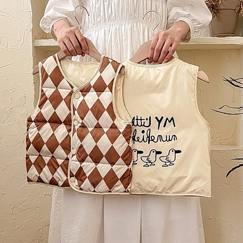 Male and female children double face wearing liner autumn winter Bao Children's down waistcoat waistcoat Waistcoat-Taobao outside the Camshoulder-Taobao