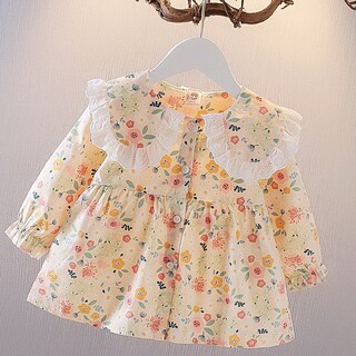春季2023新款裙子碎花长袖T恤女宝宝上衣春装小清新女童时尚衬衣