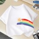 新款短袖纯棉t恤女童彩虹图案半袖儿童百搭男童卡通韩版上衣薄款