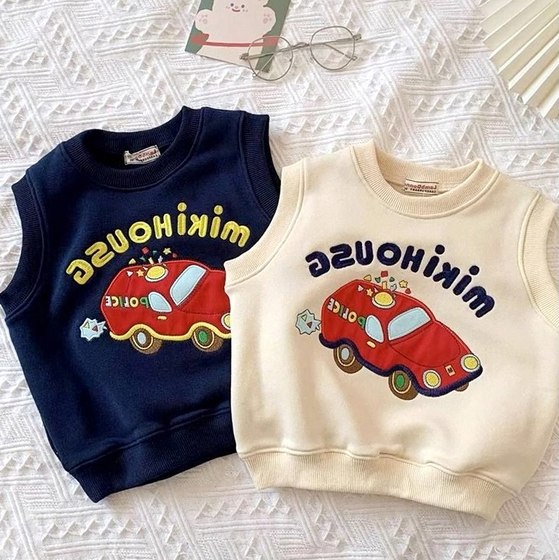 Fashionable style for men and women, small and medium-sized children and babies, car embroidery, spring and autumn new style card lining, vest and vest top, trendy