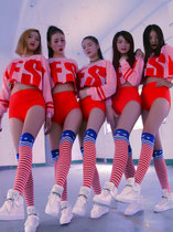 Pink Jazz Dance Costumes New Dance Team Acting Out of Dew Cord Short blouses Girl jazz Loose Street Dance Suit