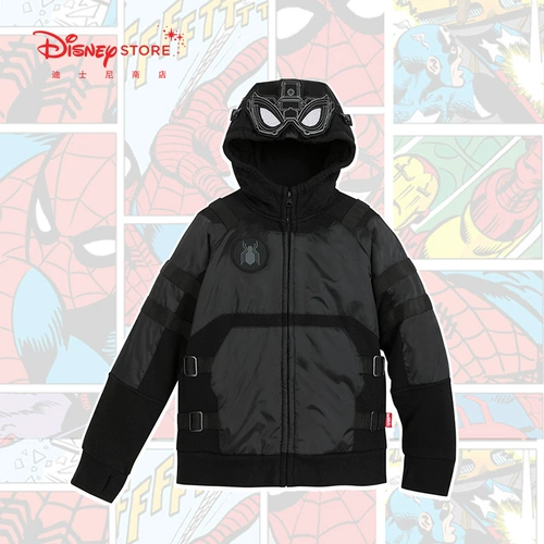 Дисней, черная детская модная осенняя куртка для отдыха с капюшоном