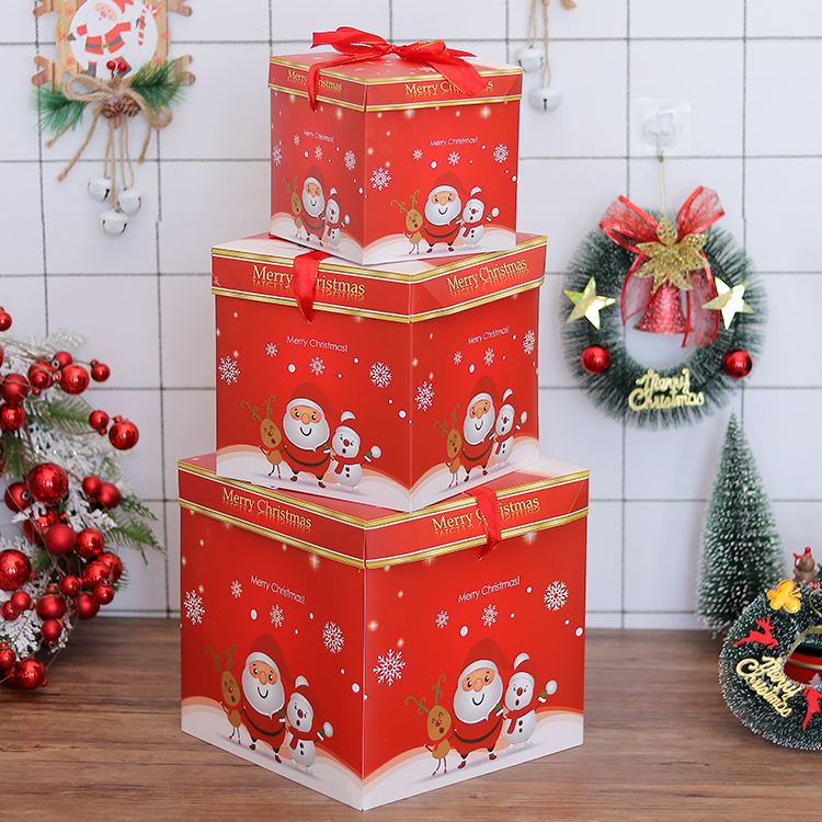 Christmas decoration creative gift box three-piece set Christmas tree decoration scene layout gift box 10cm20cm