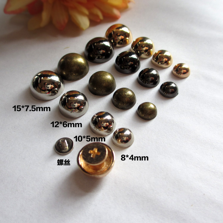 Gold and silver gun bronze 12mm semicircular screws mushroom head rivets high-grade luggage car cushion decorative accessories