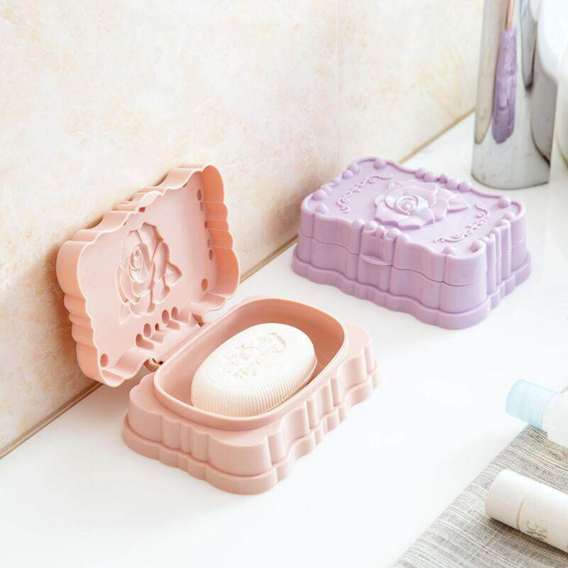 With Lid Waterproof Rose Sculpture Flower Soap Box Bathroom Drain Soap Box minimalist travel soap Soap Box