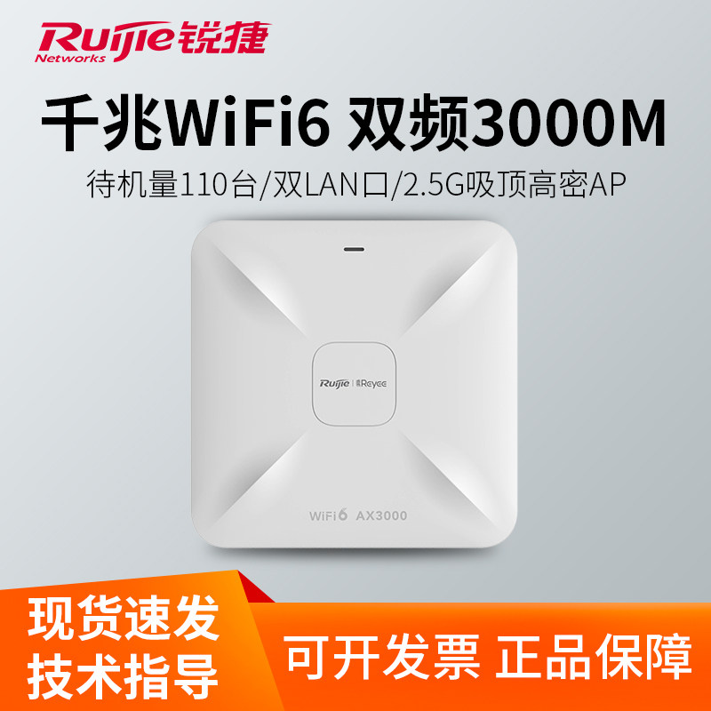 Ruijie ギガビットWiFi 6 天井設置型アクセスポイントルーター RG-RAP2261G 高密度3000Mホームワイヤレスカバレッジ