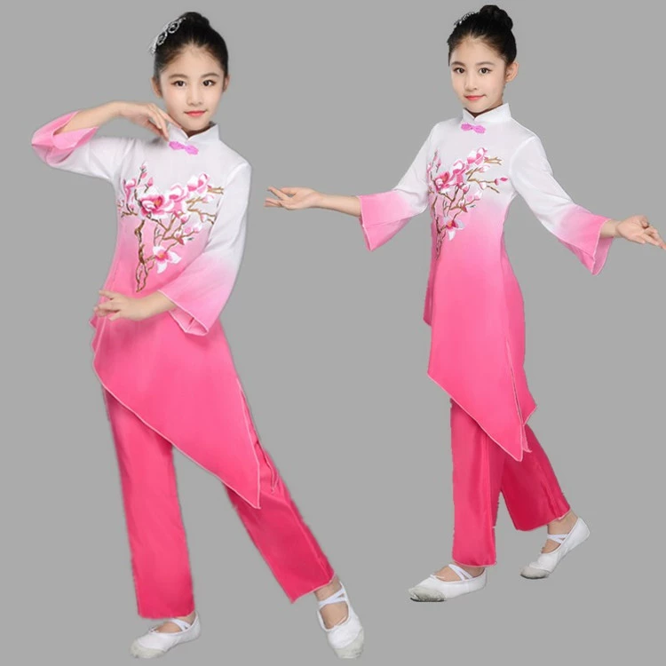 Trang phục múa cổ điển cho trẻ em Mới múa ô trẻ em Quần áo múa Yangko biểu diễn múa quần áo nữ thanh lịch quốc gia thời trang trẻ em nam