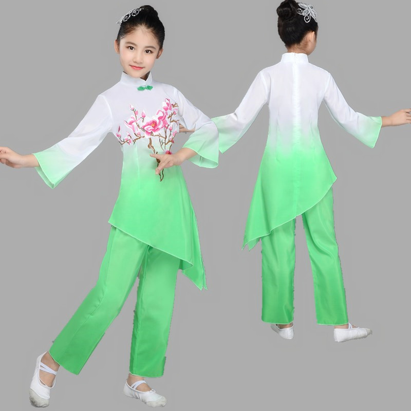 Trang phục múa cổ điển cho trẻ em Mới múa ô trẻ em Quần áo múa Yangko biểu diễn múa quần áo nữ thanh lịch quốc gia quần áo tập nhảy