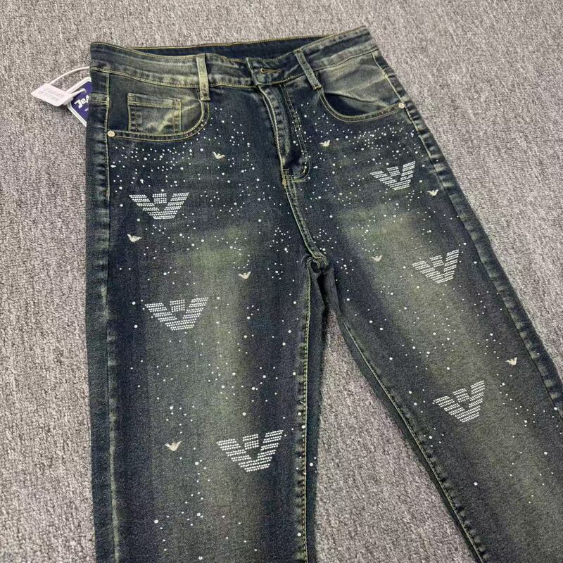 Trendy New Starry Eagle Rhinestone Jeans for Men, Fashionable Luxury Slim Fit Stretchy Versatile Skinny Pants