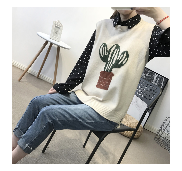 Áo len cổ lọ xương rồng vest nữ vest 2018 xuân hè mới chạm đáy áo len lỏng vest vest áo khoác cardigan