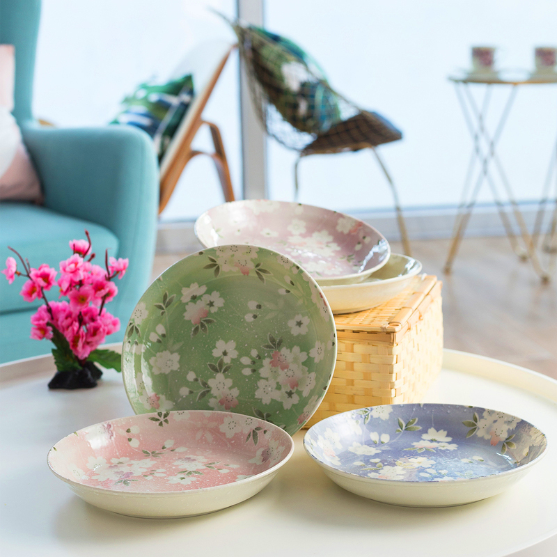 Japan imports ceramic discs Utsunori Cherry Blowing Snow Ceramic Dish GIFT DAY STYLE CUTLERY SETS 5 PIECES SETS