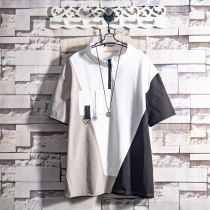 White Sugar Rose 2022 Harbor Craze Collared Short Sleeve T-Shirt Male Summer Pure Cotton Upright Collar Blouse Handsome Fashion Ins