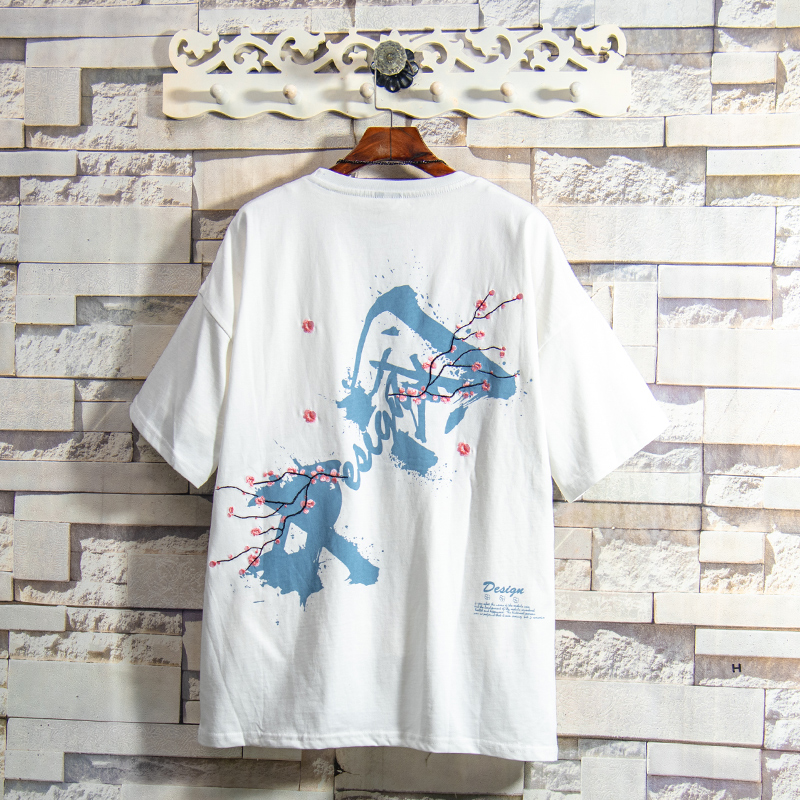 BTMG White Sugar Roses 22 Chinese text printing pizza pattern tide short sleeve T shirt men summer loose