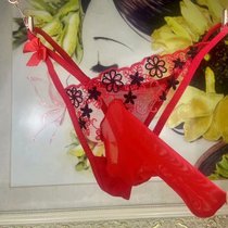 Meritocratic embroidery transparent Tiny pants Changed Dress Pseudo lady personality U type JJ Spice Lovers Sexy Ultra Thin T Pants Butterfly