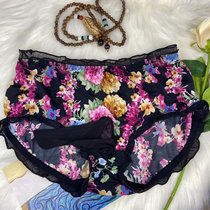 New big code ice silk BAO WEN printed silk slip comfort Sensation Agaric Side U Type JJ Set Delight Couple Triangle Pants