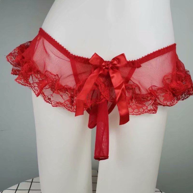 Sexy transparent lace low waist underpants private bookings U type JJ sets lovers Spice Seductive Mesh Yarn T Pants Triangle Pants