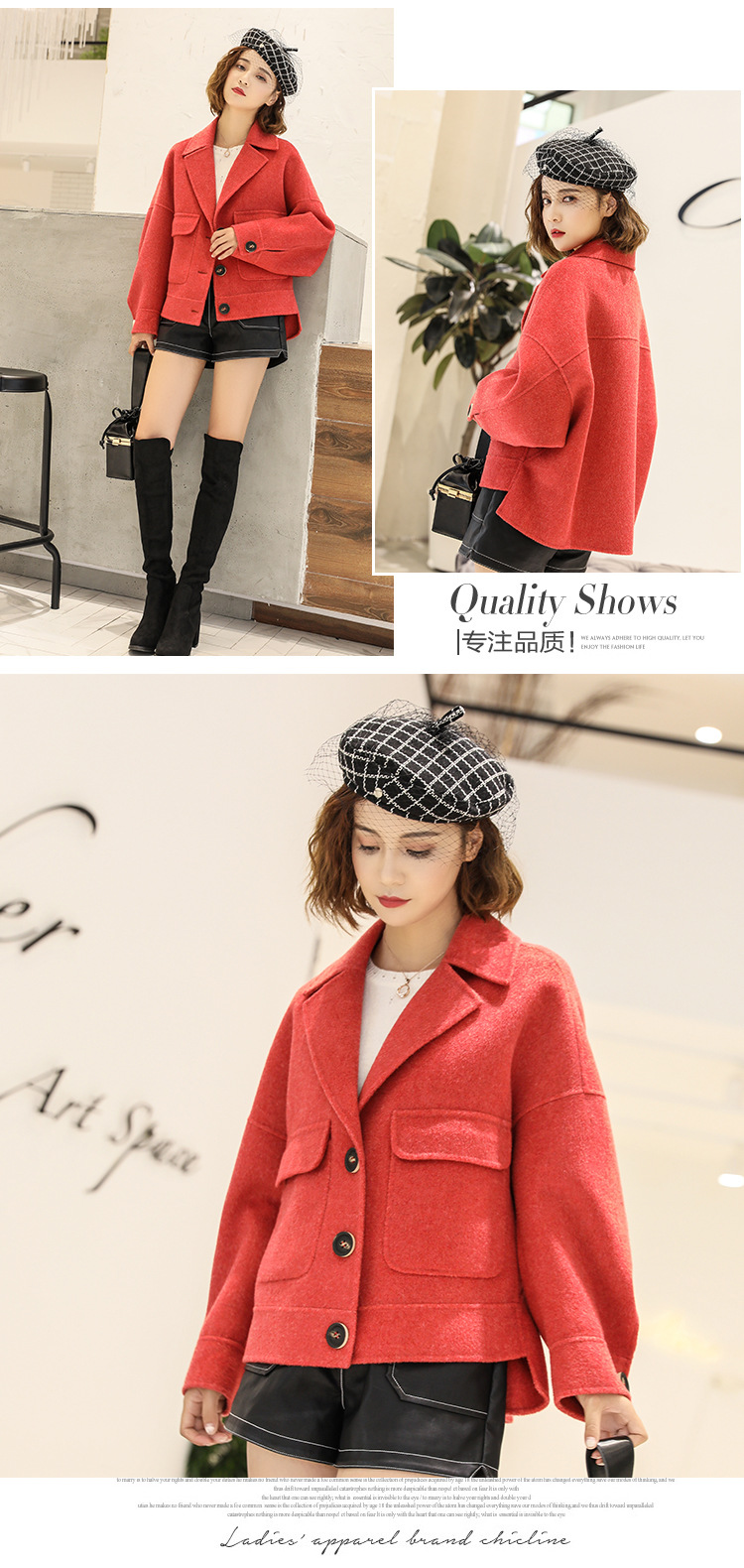 Mùa thu và mùa đông 2018 mới cao cấp dành cho nữ áo khoác cashmere hai mặt màu 100 len Châu Âu và áo khoác len ngắn của Hoa Kỳ - Áo khoác ngắn áo phao nữ dáng ngắn cao cấp