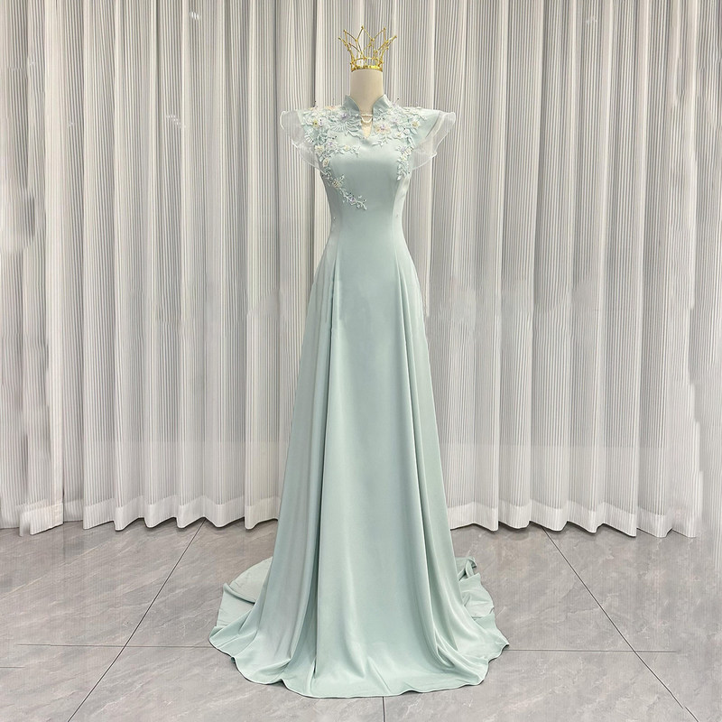 Ethnic Vocal Solo Performance Exam Dress 2026 New Model Guzheng Performance New Chinese Style Dignified and Elegant Host Performance Attire Ethnic Vocal Solo Performance Exam Dress 2026 New Model Guzheng Performance New Chinese Style Dignified and Elegant Host Performance Attire