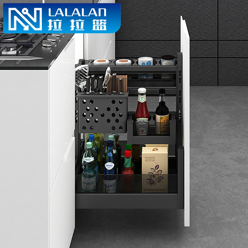 Kitchen shelf 200 cabinet body cabinet pull basket 300 seasoning basket drawer type seasoning basket ultra-narrow built-in pull type