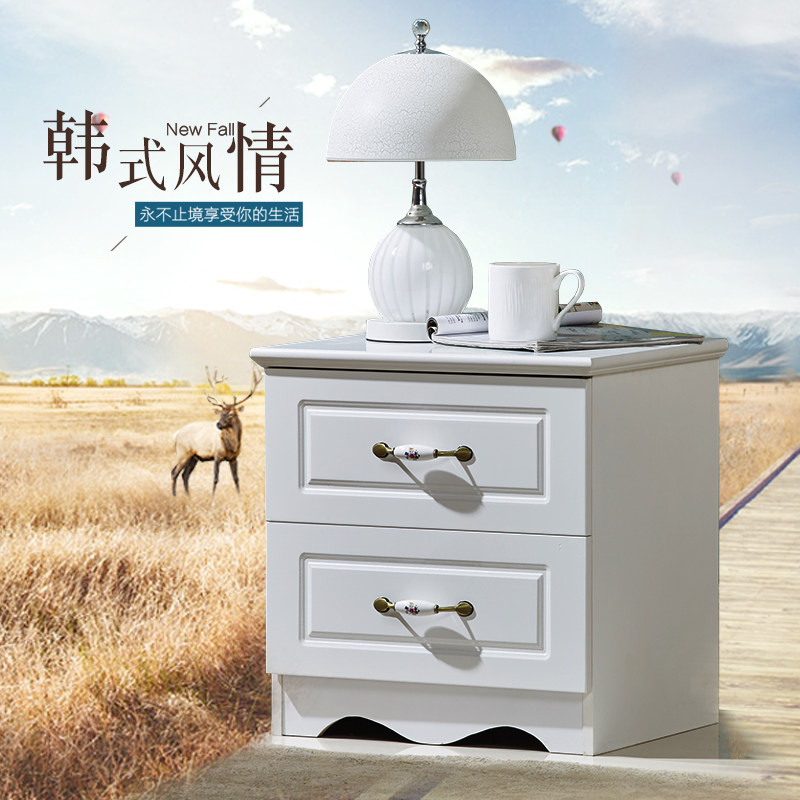 Solid wood bed head cabinet minimalist modern multifunction white baking lacquered small cabinet assembled with simple storage containing cabinet customised