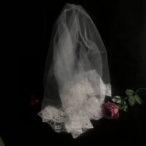 Bride mid-length lace veil photo photography props travel wedding dress super fairy simple girl veil