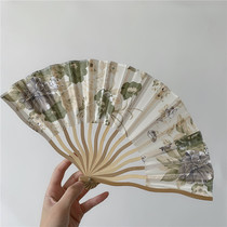 Chinese style folding fan Japanese style portable small Classical Hanfu dance bamboo fan Ink painting Hanfu Cheongsam fan Female