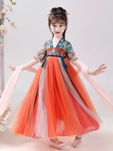 Династия Хань, новинка 2025 года, летняя китайская одежда для девочек, детский костюм в древнем стиле, костюм супер феи Тан, летний костюм