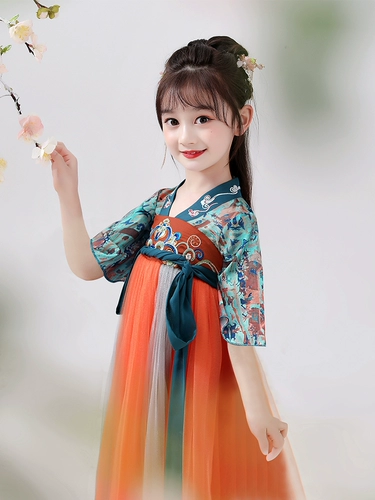 Династия Хань, новинка 2025 года, летняя китайская одежда для девочек, детский костюм в древнем стиле, костюм супер феи Тан, летний костюм