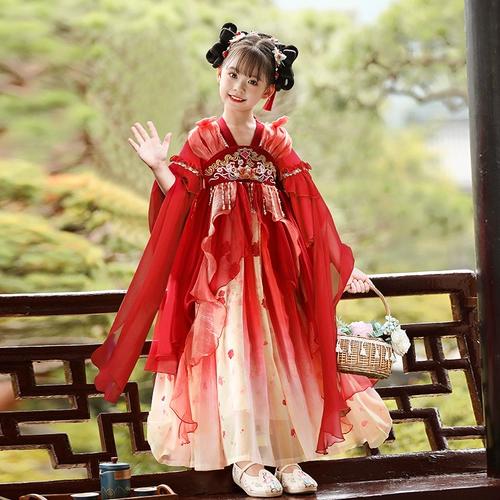 Hanfu, новинка 2025 года, детское платье для девочек, летнее платье для девочек, новый старинный костюм в национальном стиле, платье принцессы, летняя юбка в старинном стиле