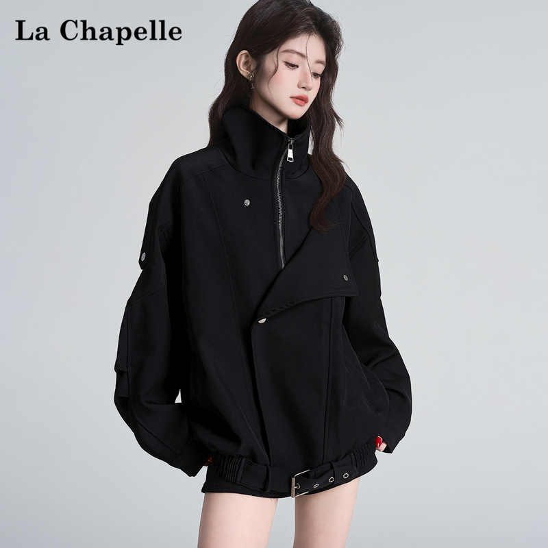 La Chapelle Retro Black Casual Trench Coat for Women 2026 New High-End Design Stylish Jacket Top
