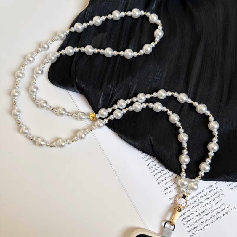 Original Imitation Pearl Crossbody Phone Chain ins High-End C Letter Beaded Neck Strap Long Anti-Drop Phone Case Chain Original Imitation Pearl Crossbody Phone Chain ins High-End C Letter Beaded Neck Strap Long Anti-Drop Phone Case Chain
