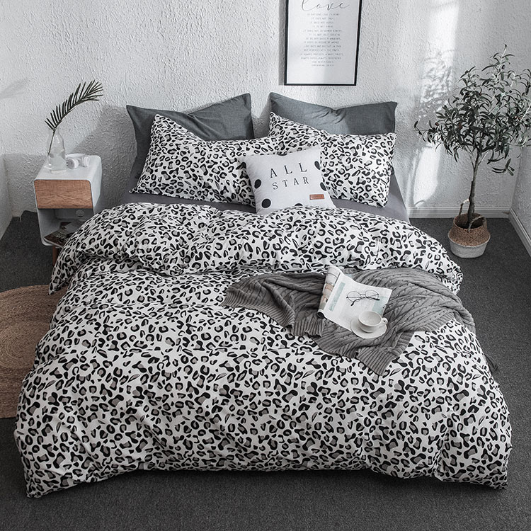 gia đình nordic bốn beo bông đơn giản bông kẻ sọc điểm làn sóng tươi giường lanh ba mảnh tấm được trang bị - Bộ đồ giường bốn mảnh chăn ga gối đệm khách sạn
