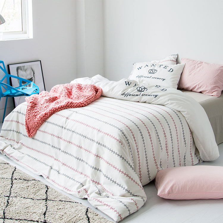 gia đình đơn giản bốn bông giường giường bông vải quilt Bắc Âu lá thư cá nhân ba mảnh mô hình tấm được trang bị trắng - Bộ đồ giường bốn mảnh bộ chăn ga gối đệm giảm giá