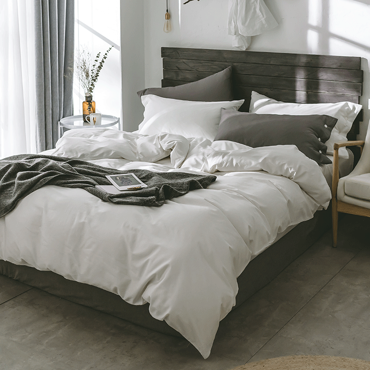 Xuất khẩu 60 bông satin dài chủ lực cotton bốn mảnh cotton màu rắn giường cao cấp 1,8m đơn giản châu Âu - Bộ đồ giường bốn mảnh chăn gối