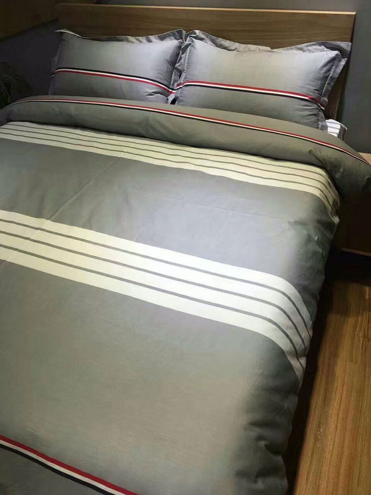 Một gia đình bốn sọc đơn giản kẻ sọc giường bông 1.8m 1,5m ba mảnh khăn bông mô hình tb thời trang - Bộ đồ giường bốn mảnh bộ chăn gối