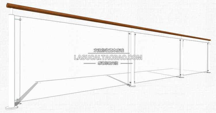 T213不锈钢玻璃栏杆SU模型现代扶手su围挡围栏景观sketchup组...-25
