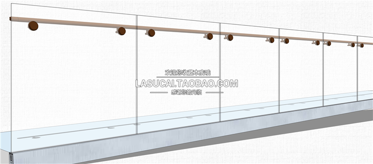 T218园林景观栏杆扶手SU模型玻璃栏杆护栏楼梯扶手不锈钢...-24