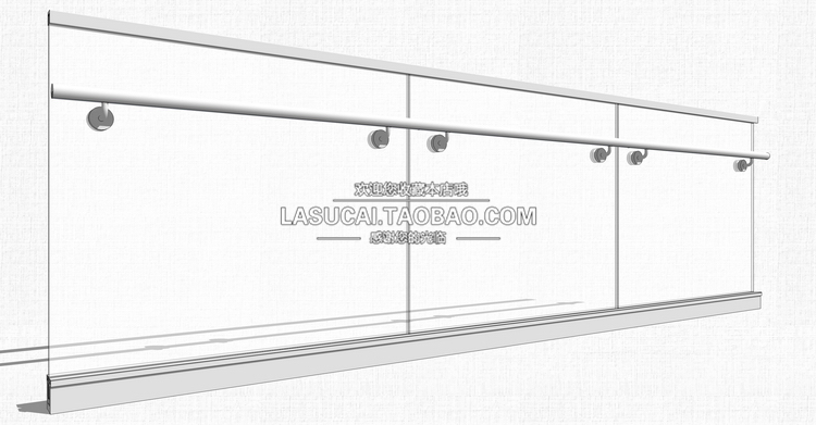 T213不锈钢玻璃栏杆SU模型现代扶手su围挡围栏景观sketchup组...-29