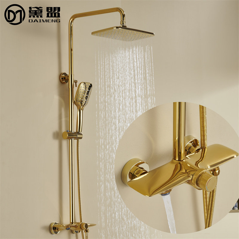 Household in-wall all copper faucet storage lifting shower shower set black and white silver gold big top spray rain - Taobao
