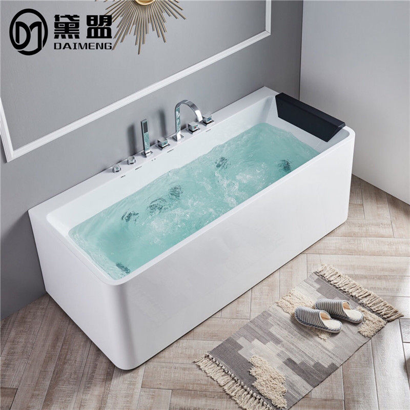 Daimeng bathtub home small household acrylic surf massage three-sided skirt 1 1-1 7 meters constant temperature square bath