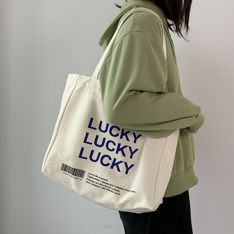 Japanese GPins Lazy Canvas Pack Woman Shoulder Korean Department Simple Large Capacity Students Take a Class Handbag