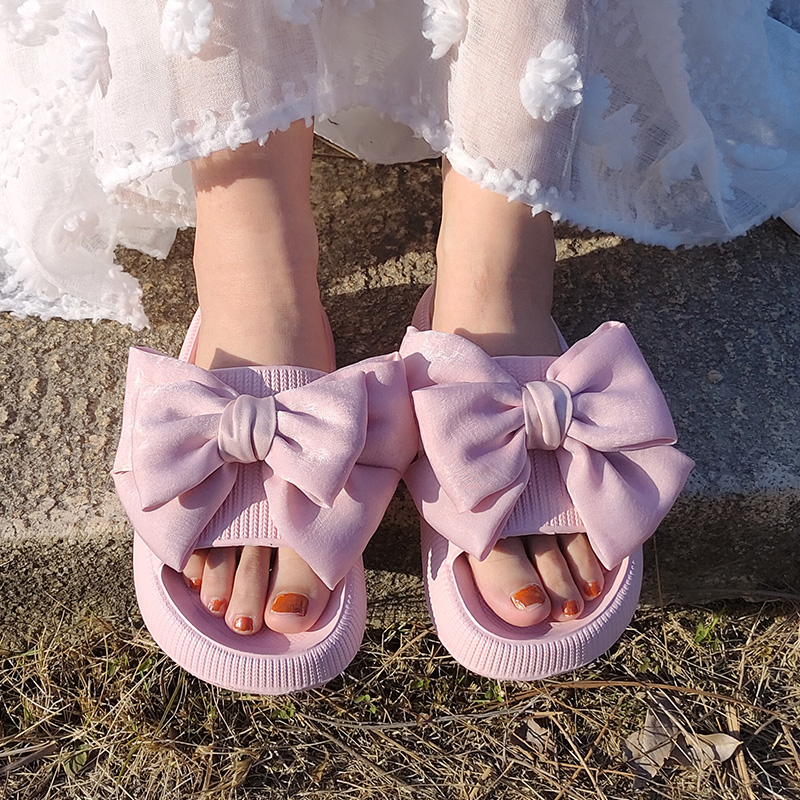 Japanese GP Butterfly Knot Slippers Women Summer Outwear Thick Bottom 100 Hitch Indoor Non-slip Soft Bottom Beach Sandals Sandals Shoes