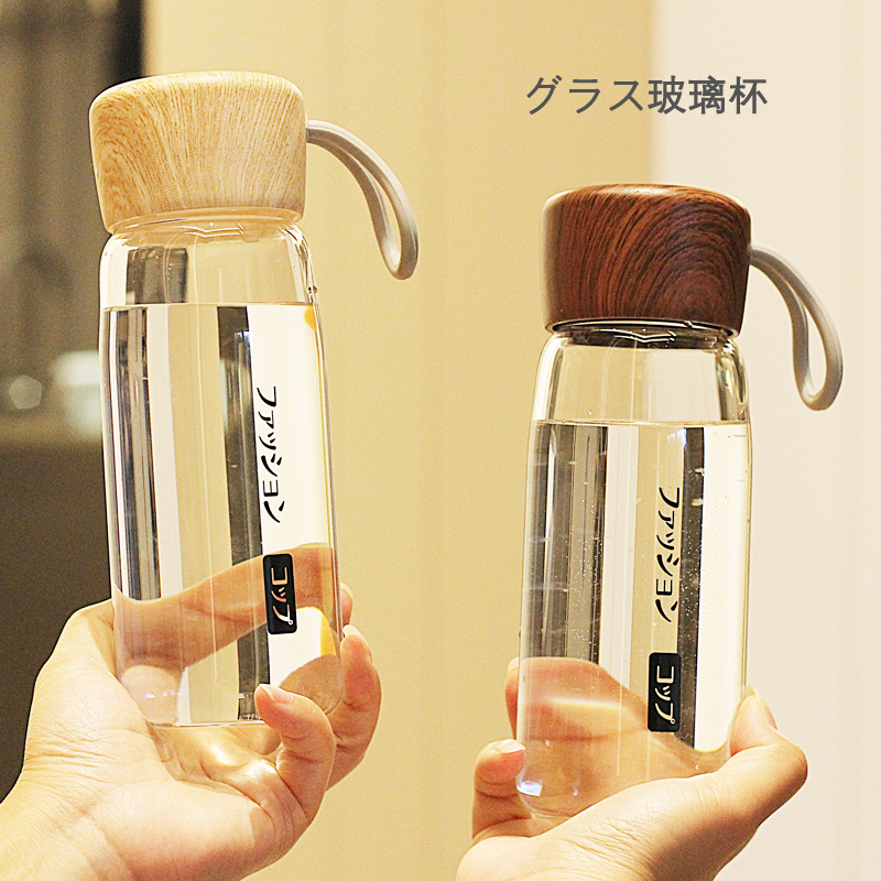 Japanese Japanese-style minimal rope glass pupils portable transparent large capacity water cup cup