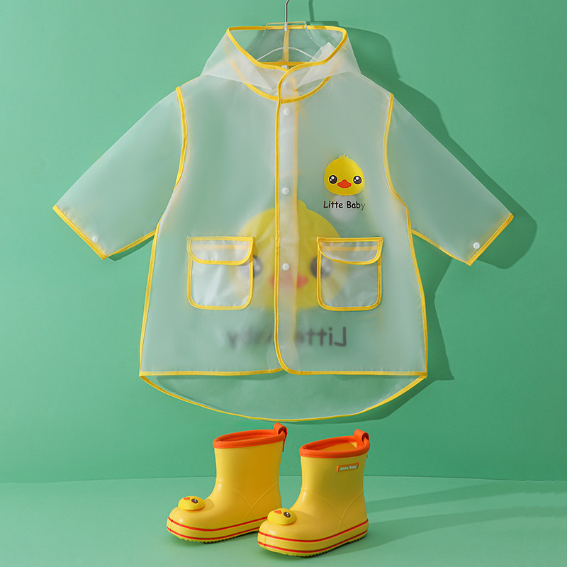Japan GP Little Yellow Duck Cartoon Boys and Girls Rainjacket Summer Kindergarten Coveted Summer