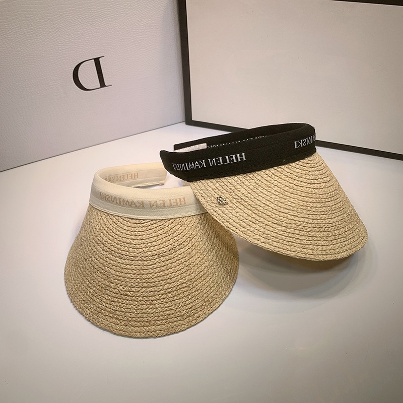 Japanese GP Summer Raffi Grass Airtop Hat Children Wide Brim Shading Elastic Straw Hat Beach Sunscreen Sun Hat
