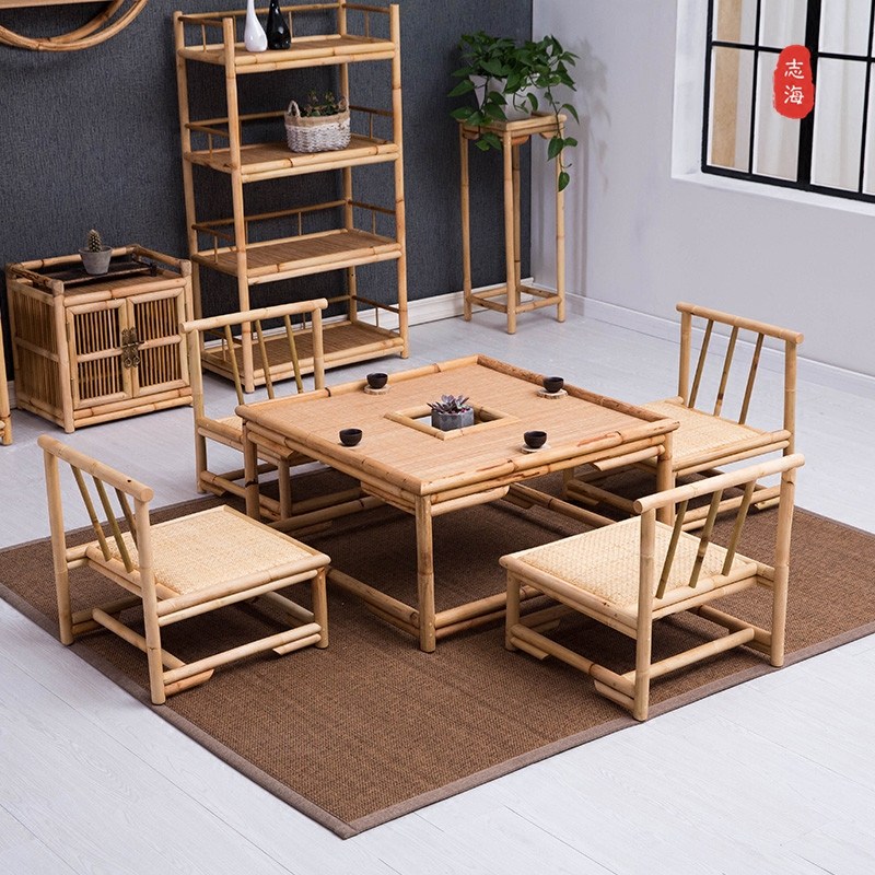 Japanese tatami small tea few mini-tea table balcony mini-tea table chair bamboo and chair Zen tables