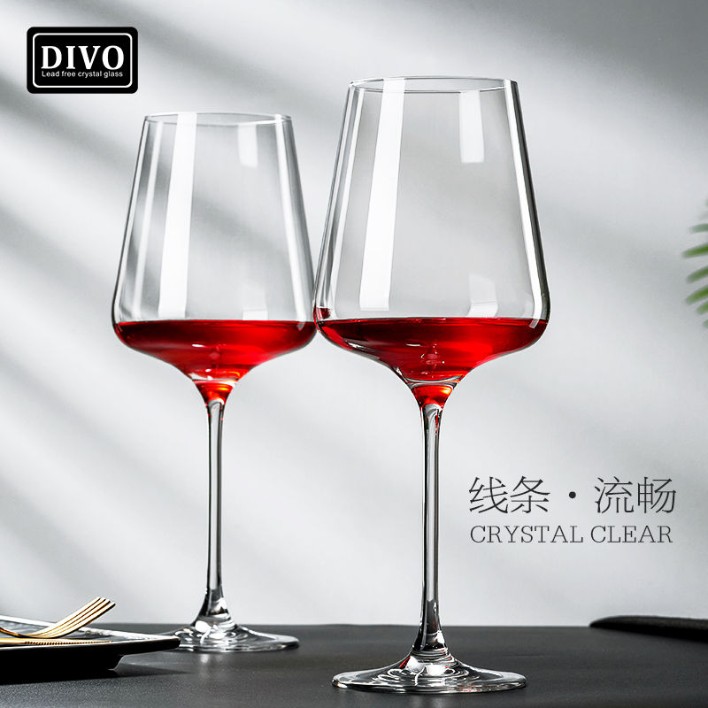 DIVO crystal wine glass set large 2 couples home pair of oversized goblet European luxury extra large